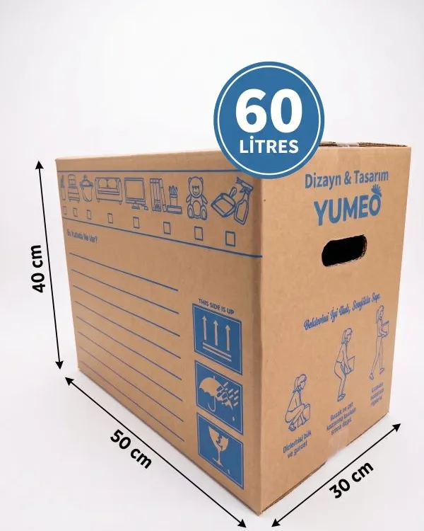 Yumeo Duncan Premium Ev Taşıma Kolisi 20 Adet 50x30x40cm-Tutma Yerli Çift Oluklu Kraft Sağlam Kutu 60 Lt